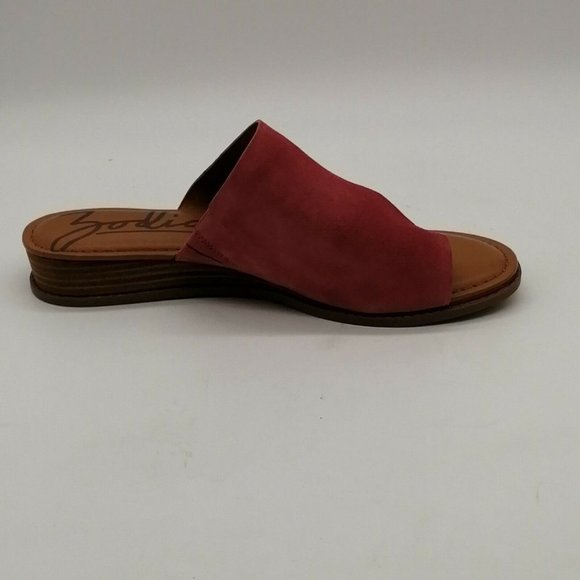 Zodiac Womens Gaida Toe Loop Thong Sandals Raspberry Leather Wedge Heel 9.5M NEW - Picture 2 of 10